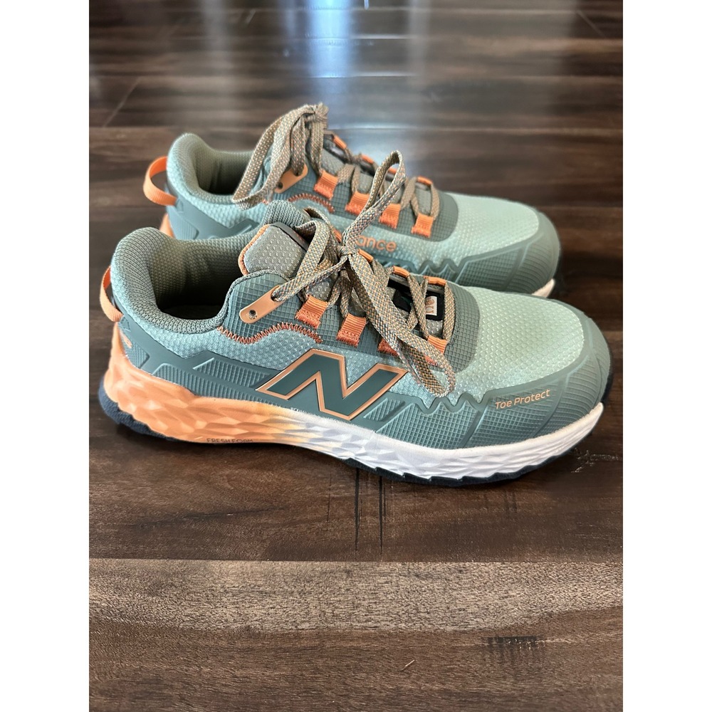 New Balance Fresh Foam 806 Womens Trail Running Shoes Green Orange Toe Protect